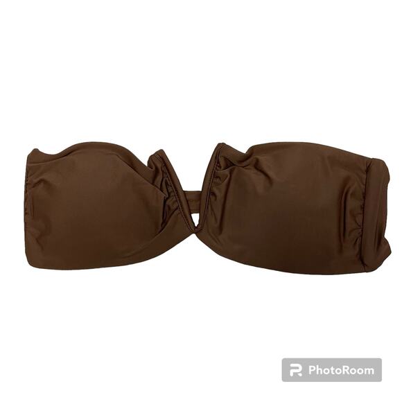 Andie Swim The Scala Bikini Top Espresso Brown Bandeau Size L NEW - Picture 2 of 7